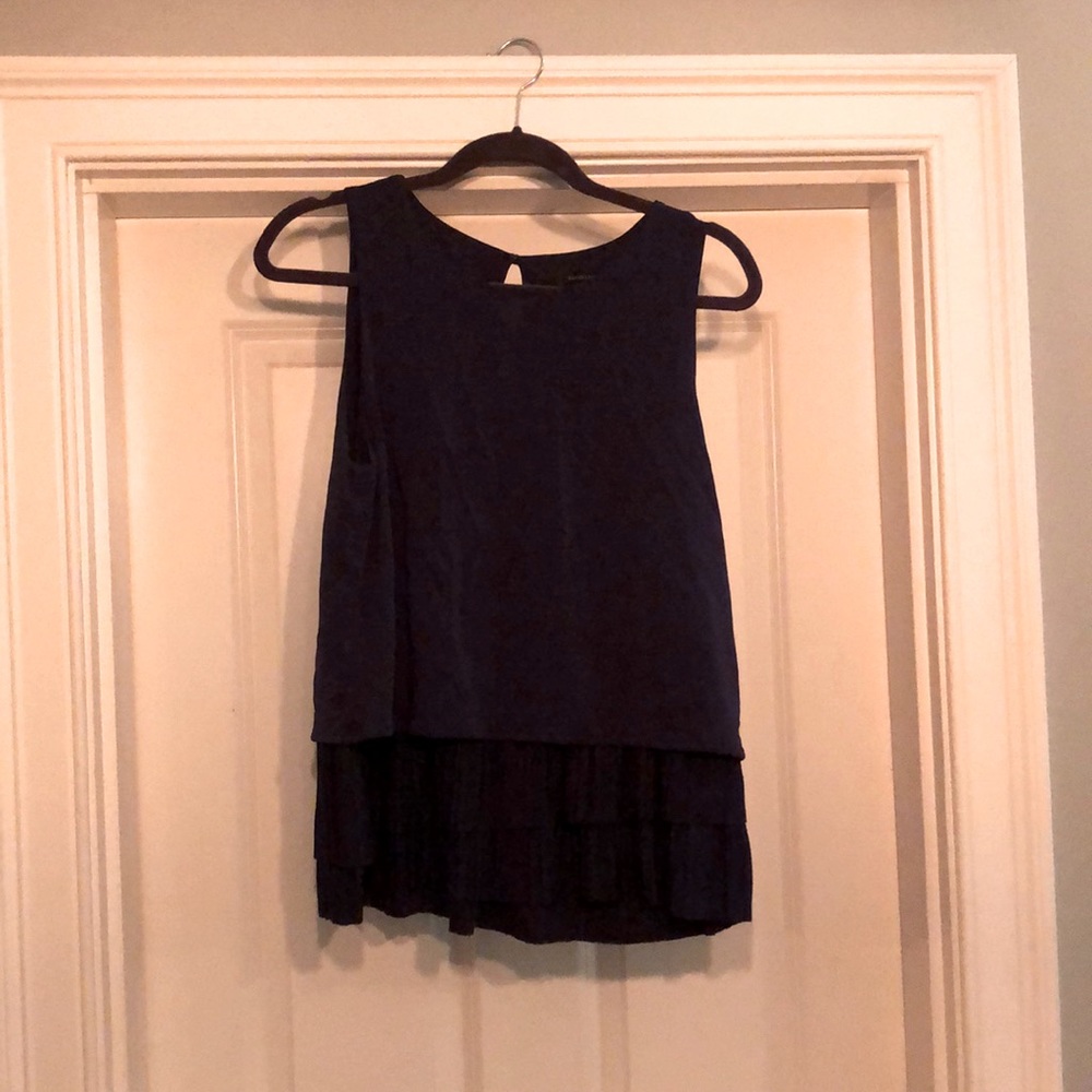Banana Republic navy blouse with ruffled hem